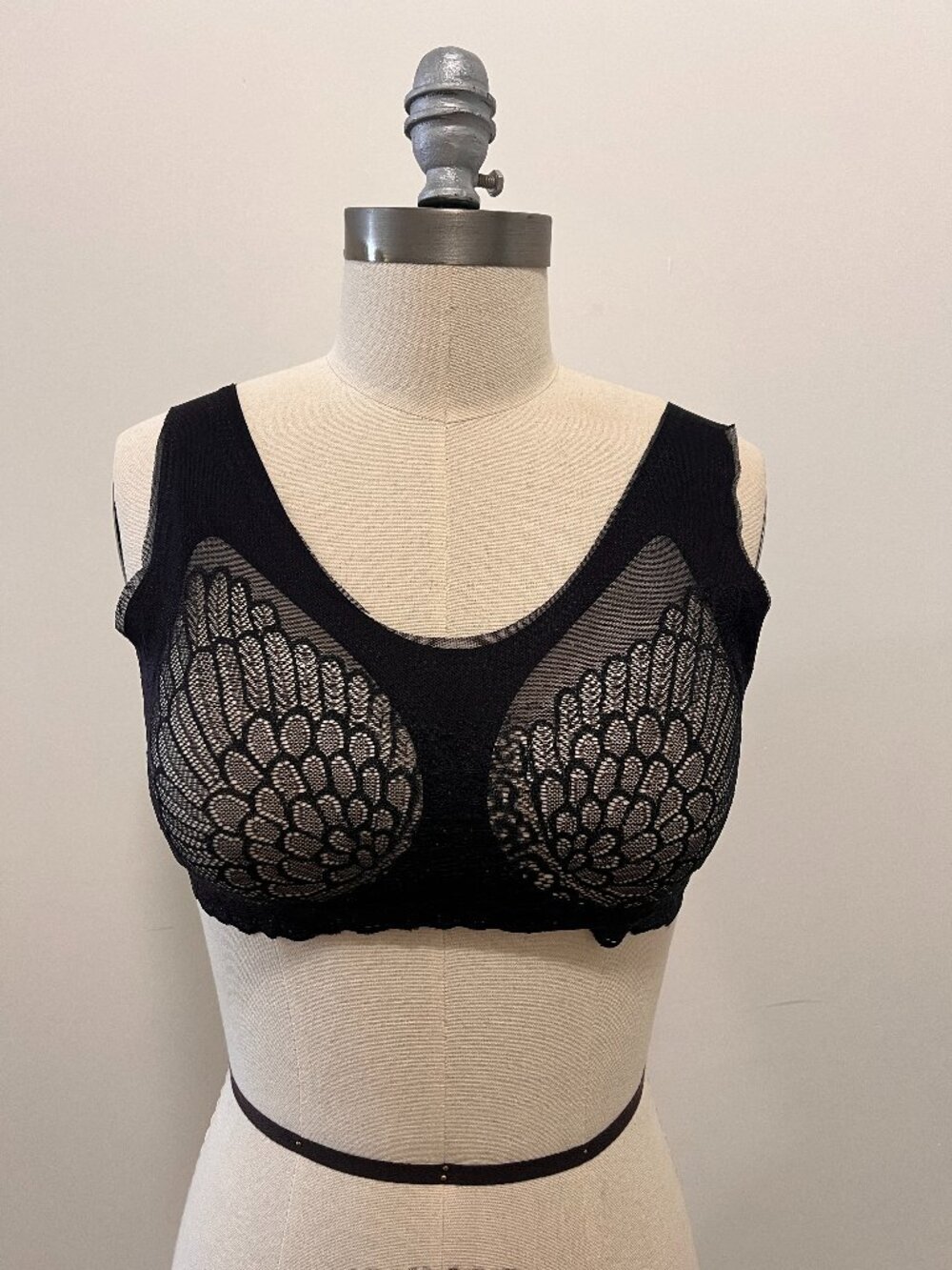 Sports Bra with Sheer Patterned Cups
